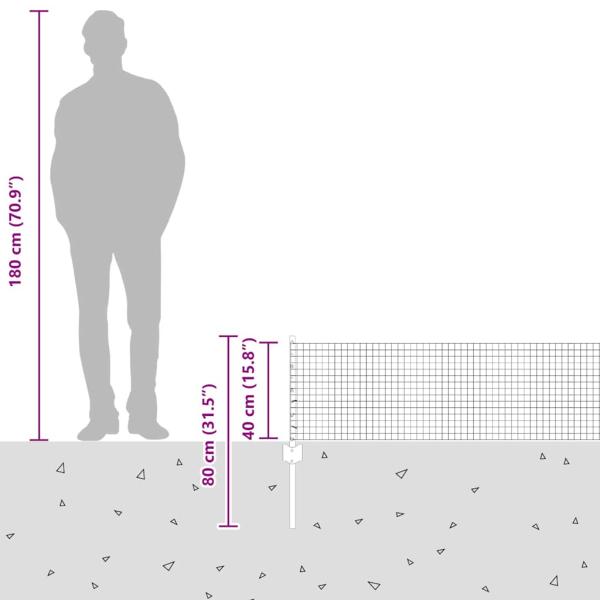 Geschweißter Drahtzaun mit 5 U-Pfosten Grau 0,4x10 m Stahl