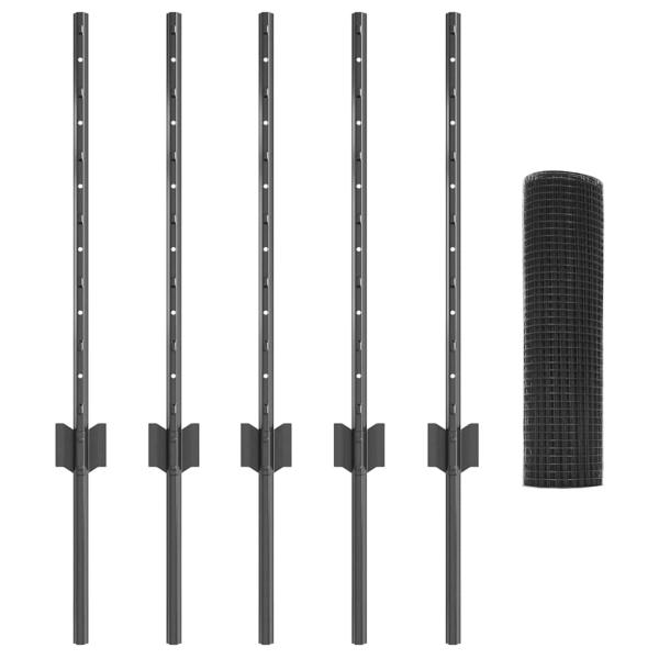 Gartenzaun Set 2-teilig Grau Verzinkter Stahl 10 x 0,5 m