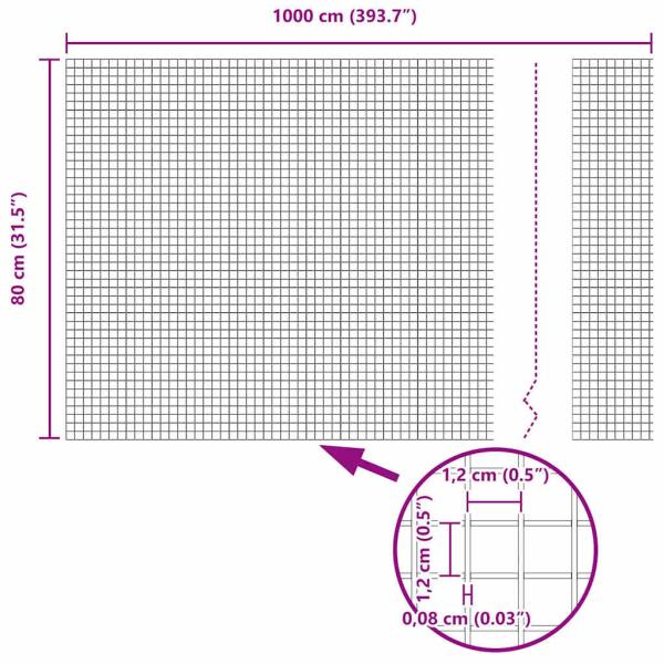 Geschweißter Drahtzaun mit 5 U-Posten Grau 0,8x10 m Stahl