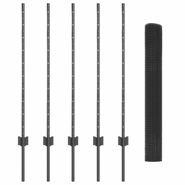 Hühnerdrahtzaun-Set Set aus 2 Grau Metall 10 x 1 m Langlebig