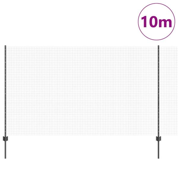 Schweißdrahtzaun mit 10 U-Posts Anthrazit 1.4x10 m Stahl