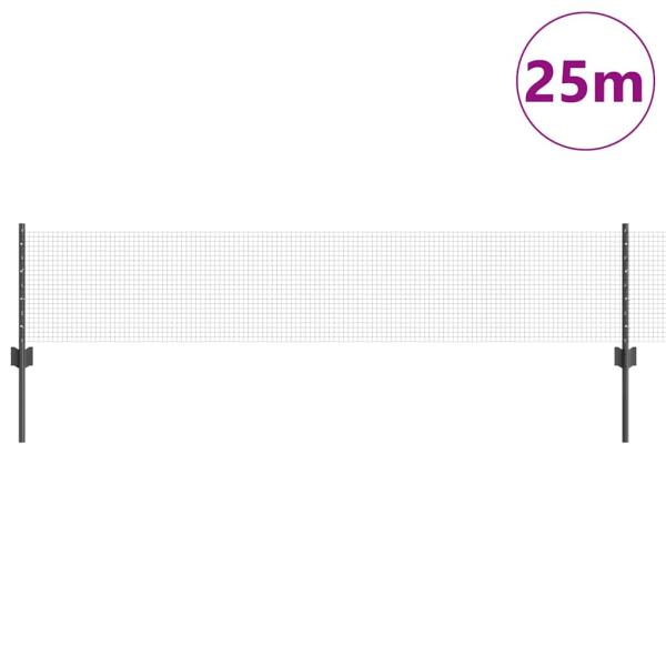 Geschweißter Drahtzaun mit 11 U-Posten Grau 0.4 x 25 m Stahl