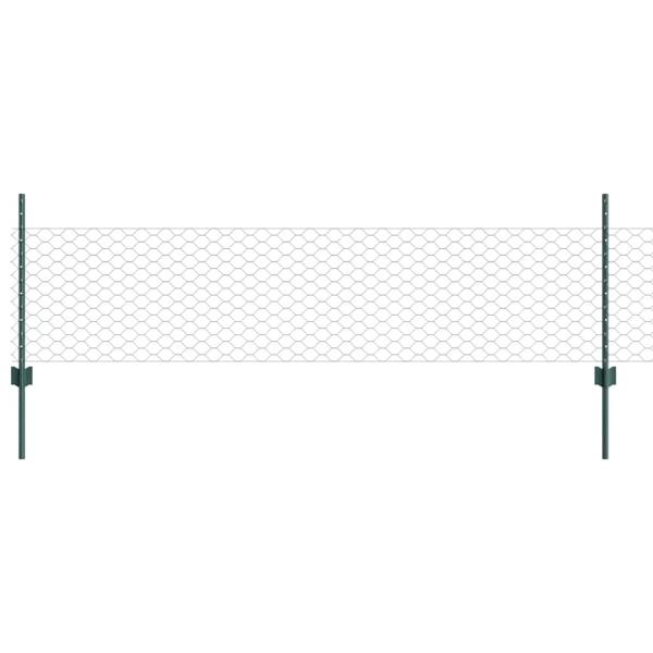 Zaunpfosten 11 Stück U-Kanal Grün 80 cm Stahl, Sechseckzaun Grün 0,5x10 m Stahl