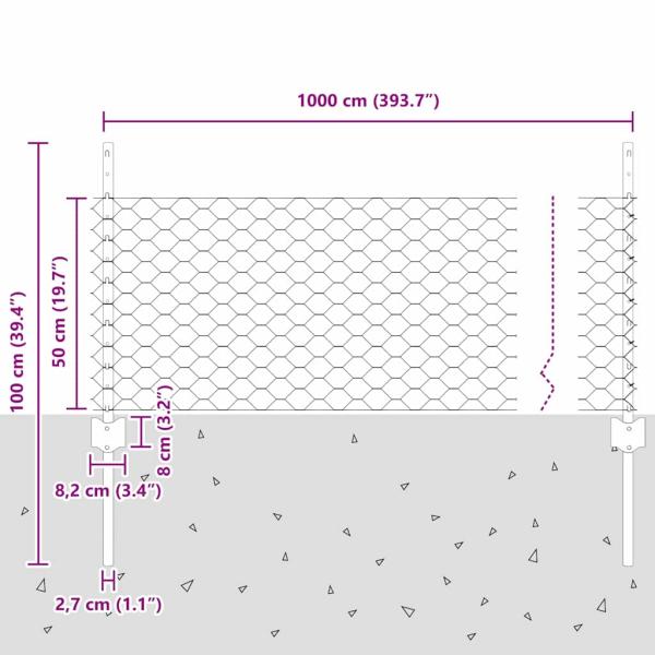 Zaunpfosten 11 Stück U-Kanal Grün 80 cm Stahl, Sechseckzaun Grün 0,5x10 m Stahl