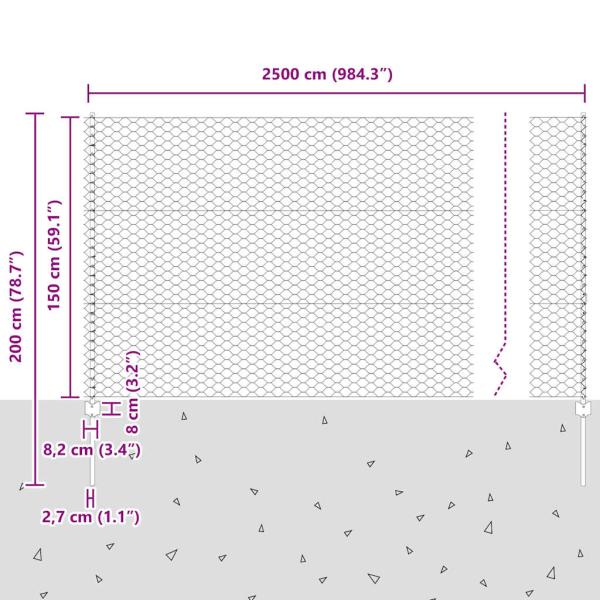 Verzinktes Gartenzaun Set Set aus 2 Verzinkter Stahl Robust