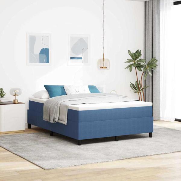 Boxspringbett mit Matratze Blau 140x200 cm Cordstoff
