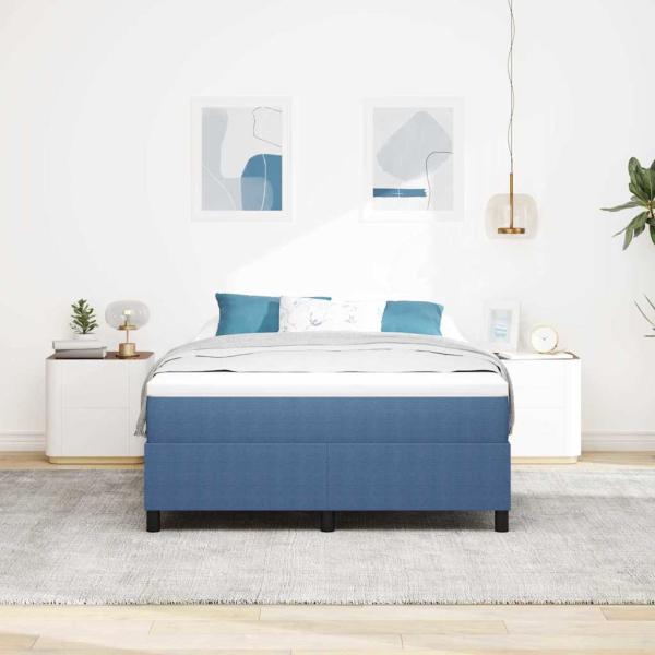 Boxspringbett mit Matratze Blau 140x200 cm Cordstoff