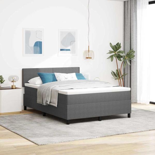 ARDEBO.de - Boxspringbett Hellgrau und Weiß 140 x 190 cm Cordstoff