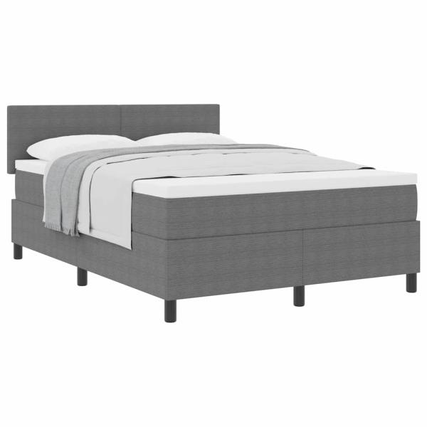 Boxspringbett mit Matratze Hellgrau 140x200 cm Cord-Stoff