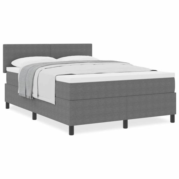 Boxspringbett mit Matratze Hellgrau 140x200 cm Cord-Stoff