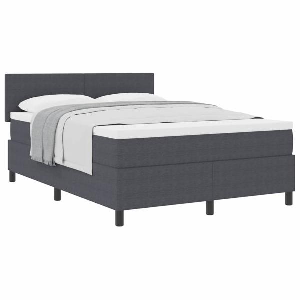 Boxspringbett Dunkelgrau und Weiß 160 x 200 cm Cordstoff