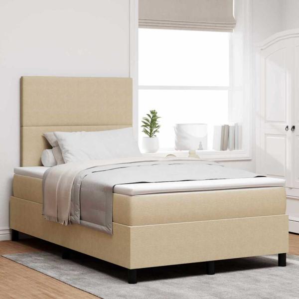 ARDEBO.de - Boxspringbett mit Matratze in Beige 120x200 cm Cordstoff