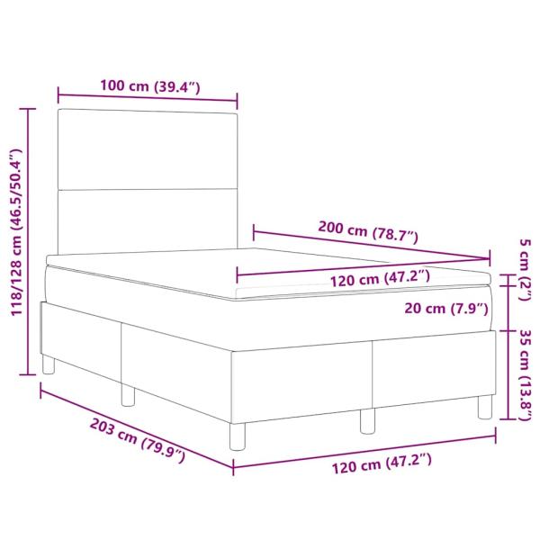Boxspringbett mit Matratze in Beige 120x200 cm Cordstoff