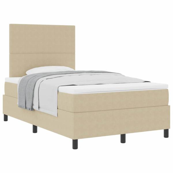 Boxspringbett mit Matratze in Beige 120x200 cm Cordstoff