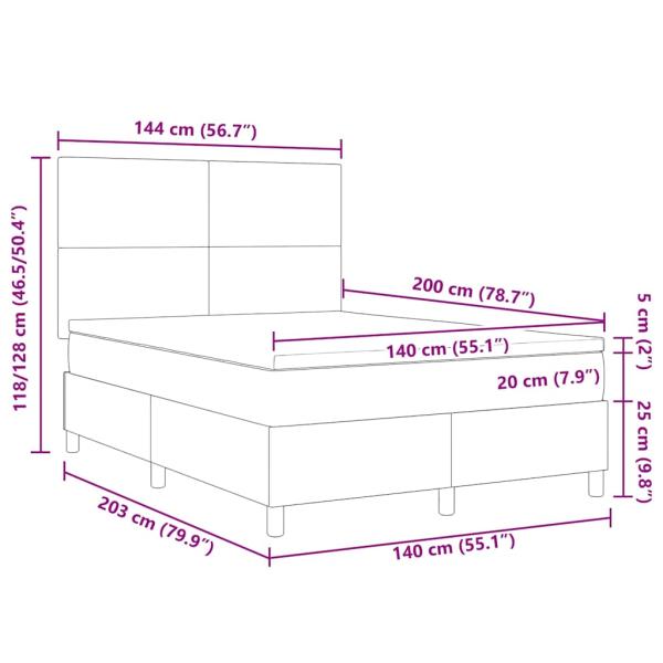 Boxspringbett mit Matratze Hellgrau 140x200 cm Cordstoff