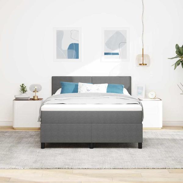 Boxspringbett mit Matratze & LED Licht Grau 140x200 cm Cord-Stoff