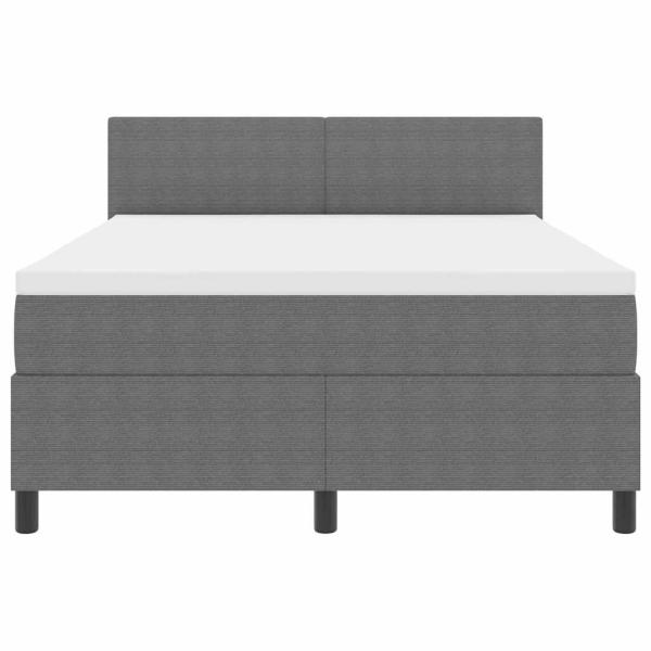 Boxspringbett mit Matratze & LED Licht Grau 140x200 cm Cord-Stoff