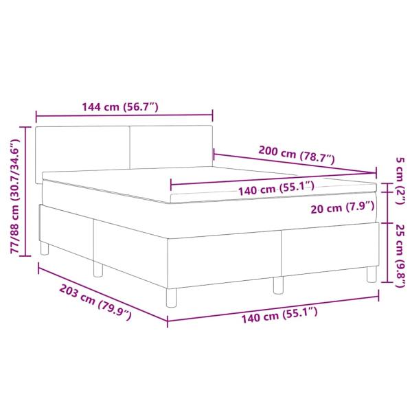 Boxspringbett mit Matratze & LED Dunkelgrau 140x200 cm Cord-Stoff