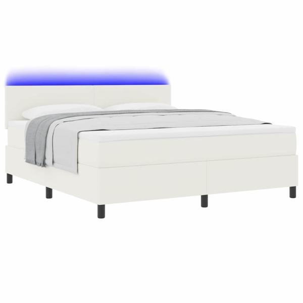 ARDEBO.de - Boxspringbett mit Matratze & LED Creme Super King Kordstoff