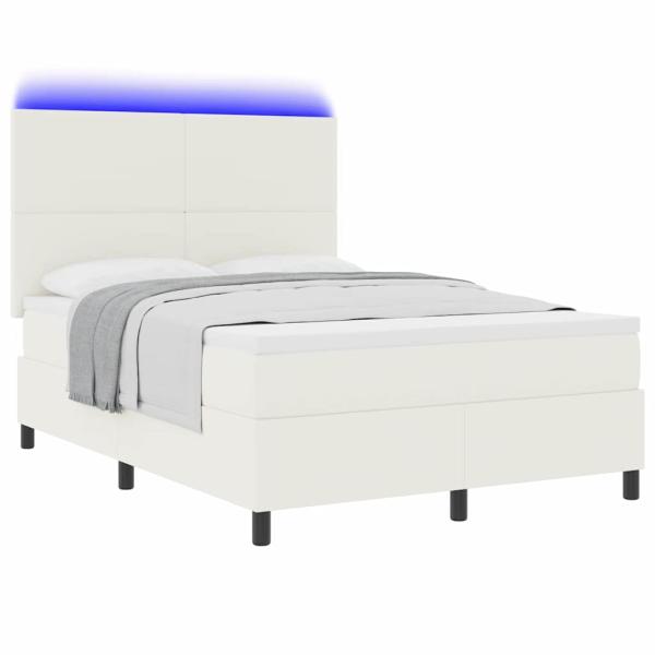 Boxspringbett mit Matratze&LED Creme 140x200 cm Cord-Stoff