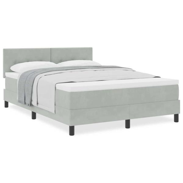 Boxspringbett mit Matratze Hellgrau 160x200 cm Samt