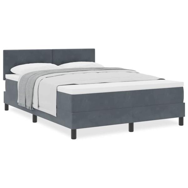 Boxspringbett mit Matratze Dunkelgrau 160x200 cm Samt