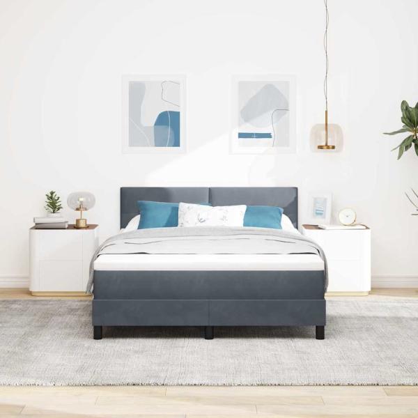 Boxspringbett mit Matratze Dunkelgrau 160x200 cm Samt