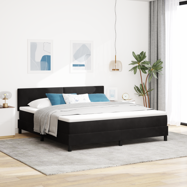 Boxspringbett mit Matratze Schwarz Super King Velvet