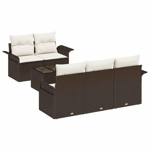 6-teilige Garten Sofagarnitur mit Kissen Braunes Poly Rattan