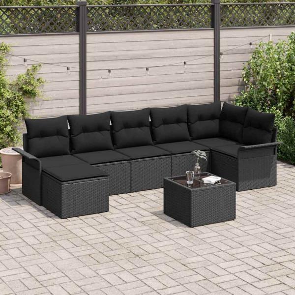 ARDEBO.de - 8-teiliges Garten-Sofaset mit Kissen Beige Poly Rattan