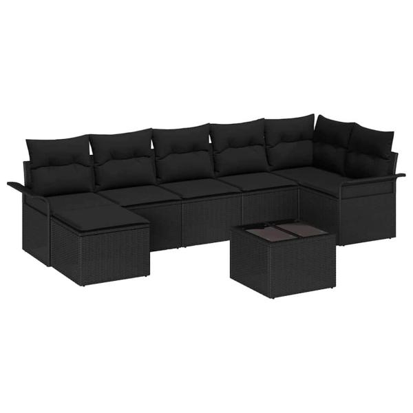 8-teiliges Garten-Sofaset mit Kissen Beige Poly Rattan