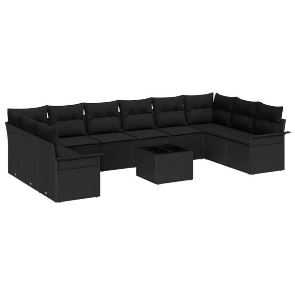 11-teiliges Garten Sofa Set mit Kissen Beige Poly-Rattan