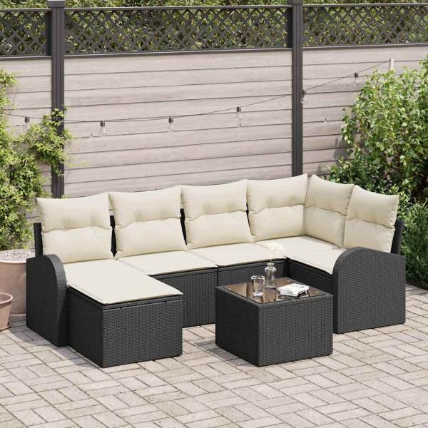 ARDEBO.de - 6-teiliges Garten-Sofa-Set mit Kissen Braun Poly-Rattan