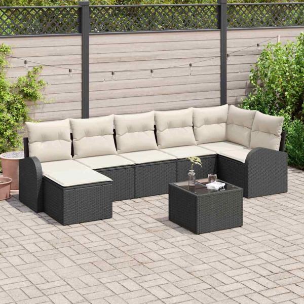 ARDEBO.de - 7-teiliges Garten-Sofa-Set mit Kissen braunes Poly-Rattan