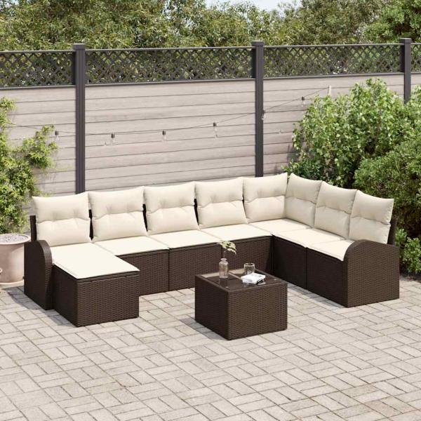 ARDEBO.de - Garten Sofa Set Set aus 9 Weiß PE Rattan Garten Sofa Set