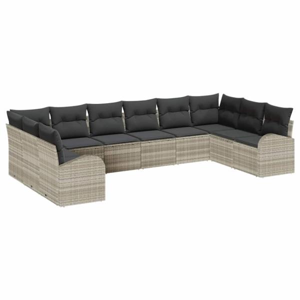 Sofa Set 10 stk. Hellgrau [Synthetisch]: Polyrattan