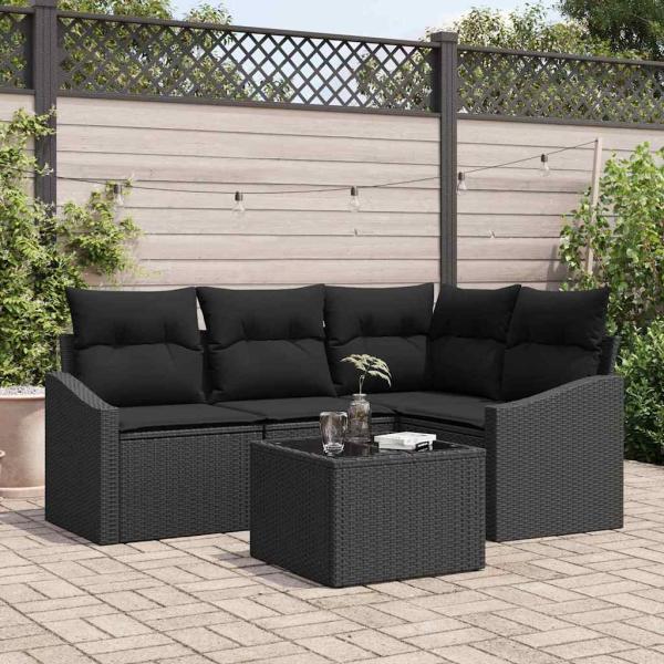 ARDEBO.de - 5-teiliges Garten Sofa Set mit Kissen Beige Poly Rattan