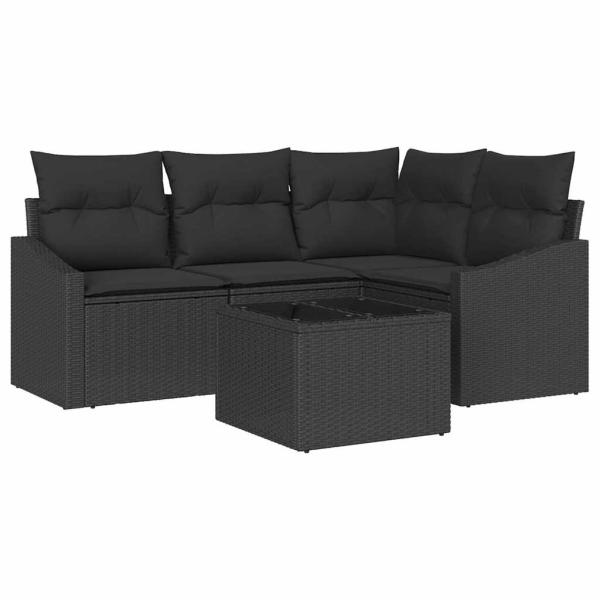 5-teiliges Garten Sofa Set mit Kissen Beige Poly Rattan