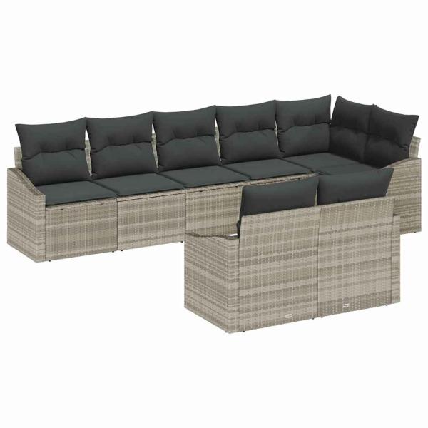 ARDEBO.de - Garten Sofa Set Set aus 8 Teilen Grau Rattan Garten Sofa Set