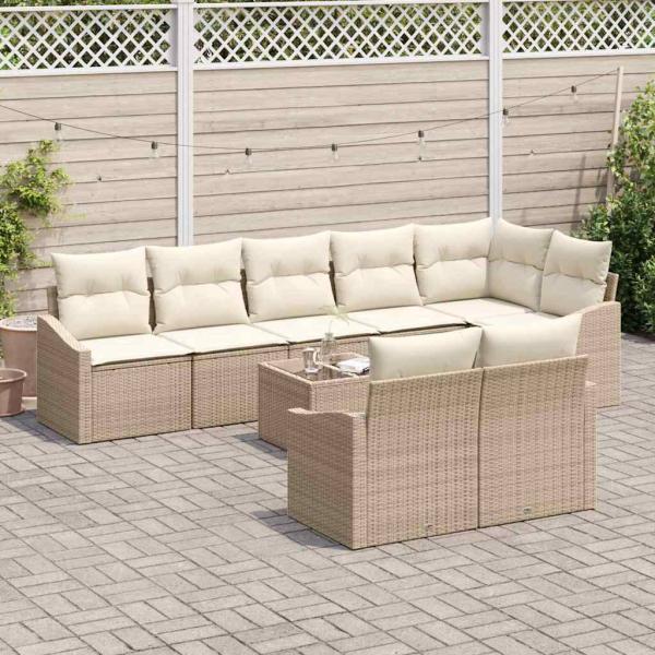 Garten Sofa Set Set aus 9 Beige Poly Rattan Garten Sofa Set