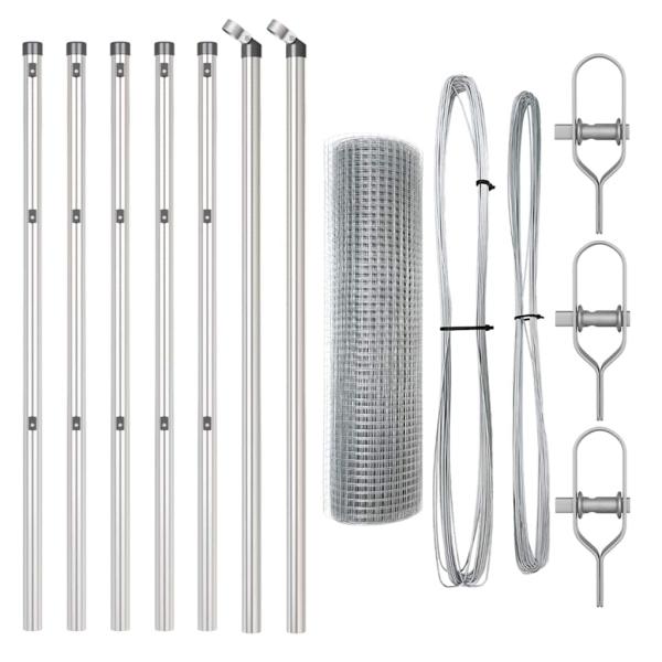 Geschweißter Drahtzaun mit 7 Pfosten 0.8x10 m Verzinkter Stahl