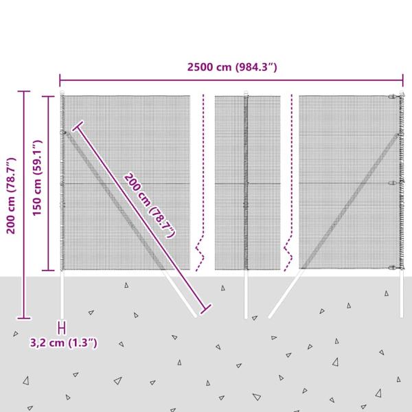 Geschweißter Drahtzaun mit 13 Pfosten 1,5x25 m verzinktem Stahl