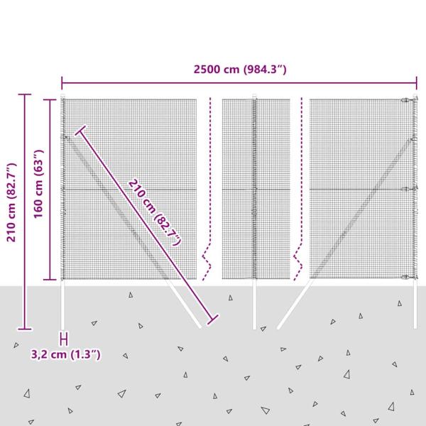 Geschweißter Drahtzaun mit 13 Pfosten 1,6x25 m Verzinkter Stahl