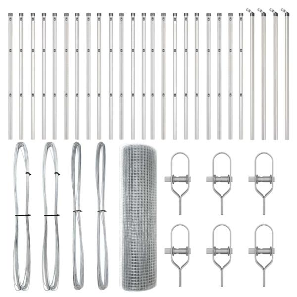 Schweißdrahtzaun mit 13 Pfosten 0.4x50 m Verzinkter Stahl