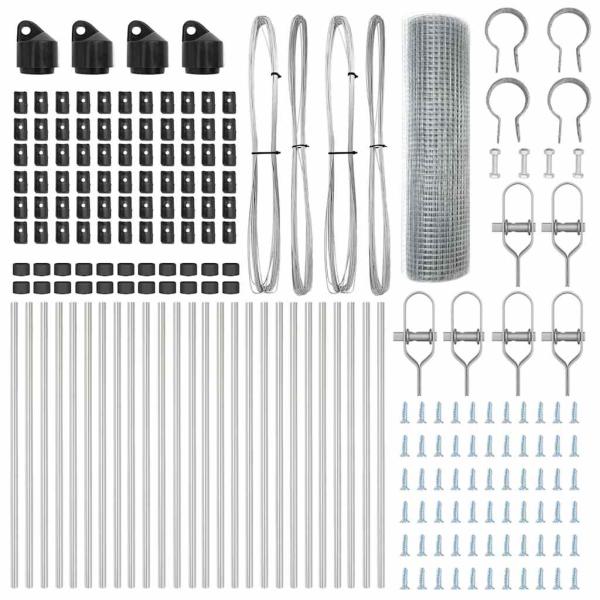 Schweißdrahtzaun mit 13 Pfosten 0.4x50 m Verzinkter Stahl