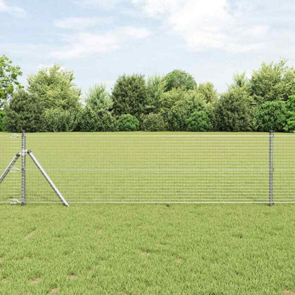 ARDEBO.de - Schweißdrahtzaun mit 13 Pfosten 0.5x50 m aus verzinktem Stahl