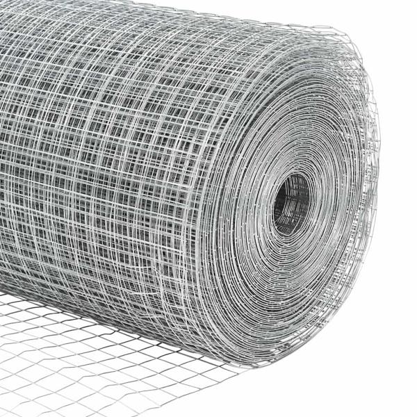 Schweißdrahtzaun mit 13 Pfosten 0.5x50 m aus verzinktem Stahl