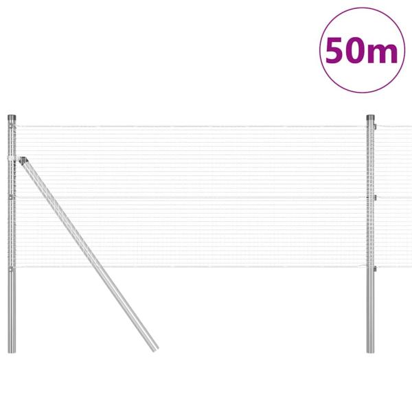 Geschweißter Drahtzaun mit 13 Pfosten 0.8x50 m feuerverzinkter Stahl