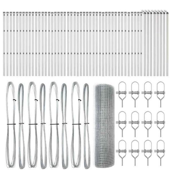 Geschweißter Drahtzaun mit 13 Pfosten 0.5x100 m Galvanisierter Stahl