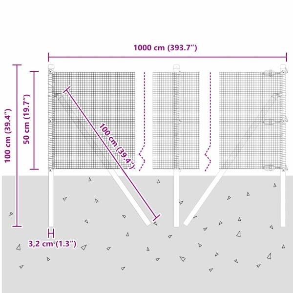 Zaunpfosten-Set 2er Set Grün Metall 10 x 0,5 m Langlebig
